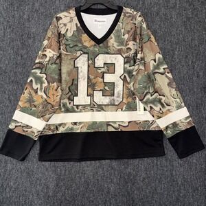 No Boundaries Camo Streetwear Hockey Jersey Top Mens Medium NWT #13 Y2K Sporty